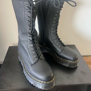 Black Leather Combat Boots